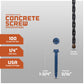 3/16" x 1-3/4" Tapcon Blue Concrete Screw, Hex Head - Individual Dimensions