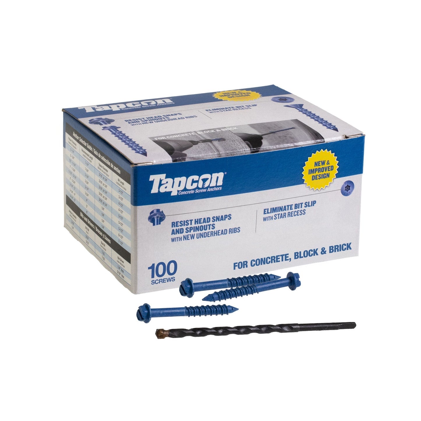 3/16" x 1-3/4" Tapcon Blue Concrete Screw, Hex Head, Pkg 100