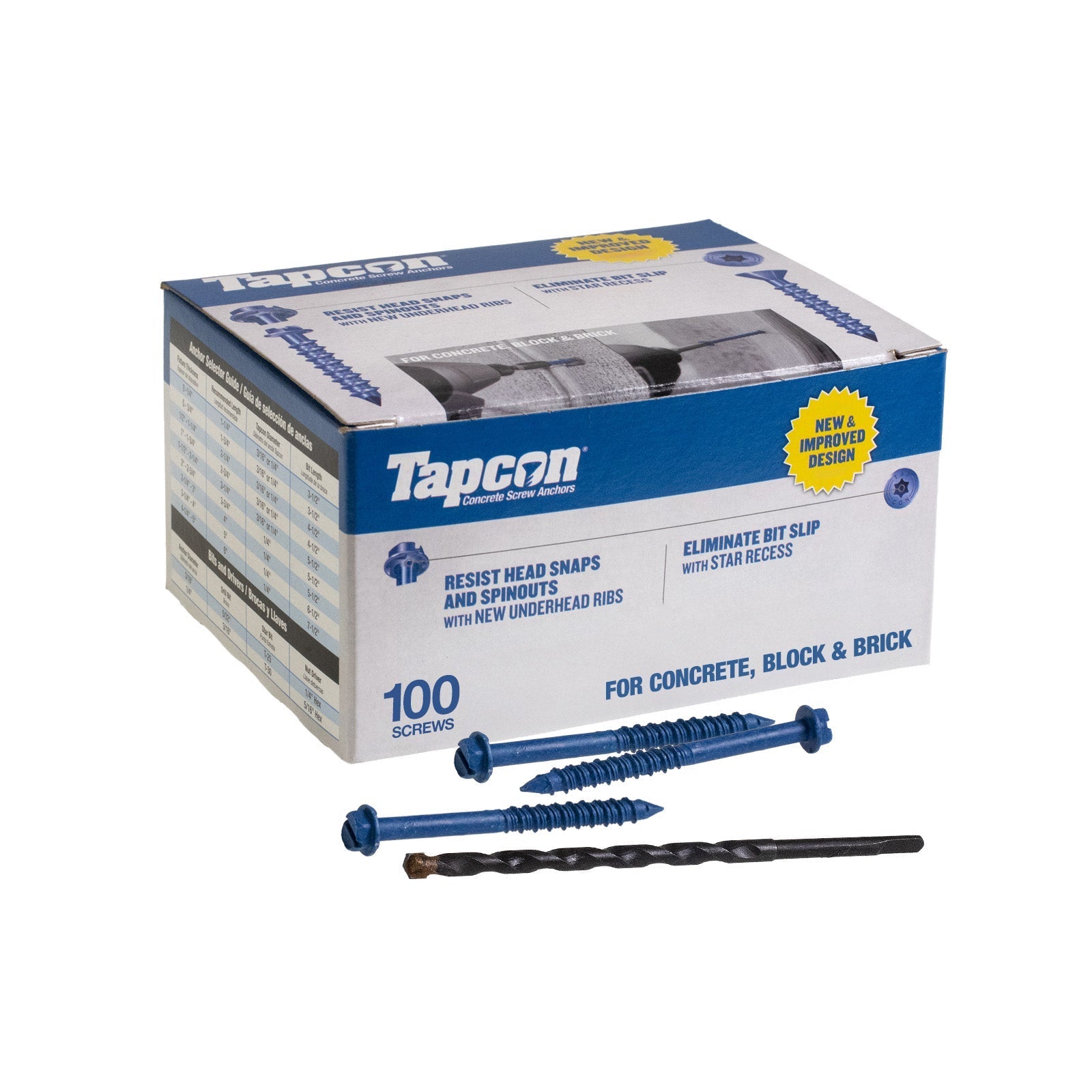 3/16" x 2-3/4" Tapcon Blue Concrete Screw, Hex Head, Pkg 100