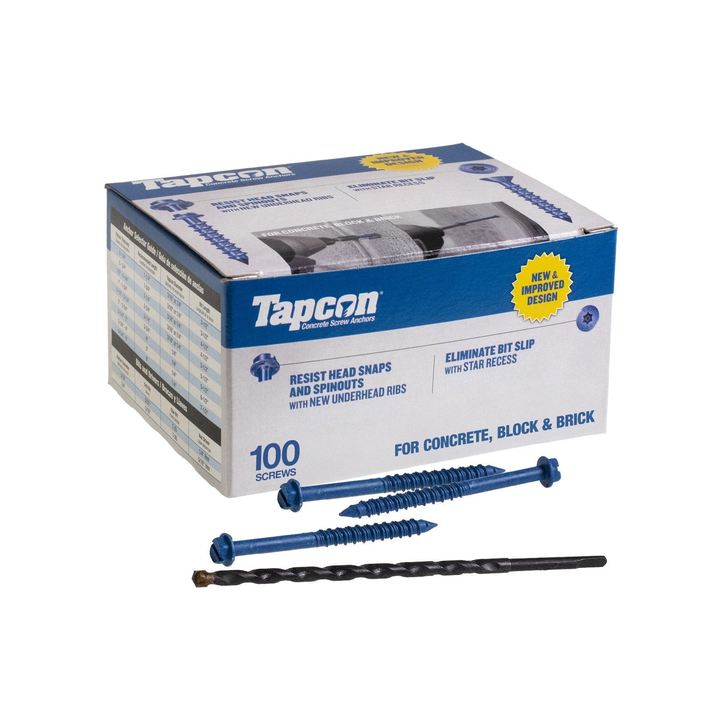 3/16" x 3-1/4" Tapcon Blue Concrete Screw, Hex Head, Pkg 100
