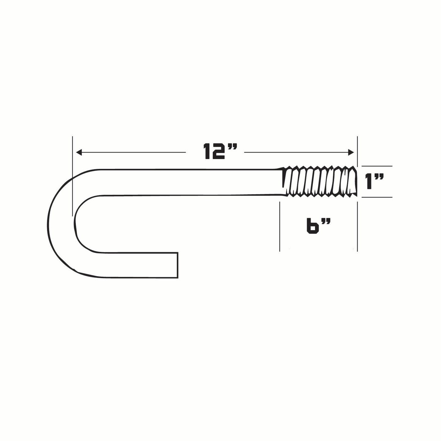 1" x 12" J-Bolt for concrete Galvanized