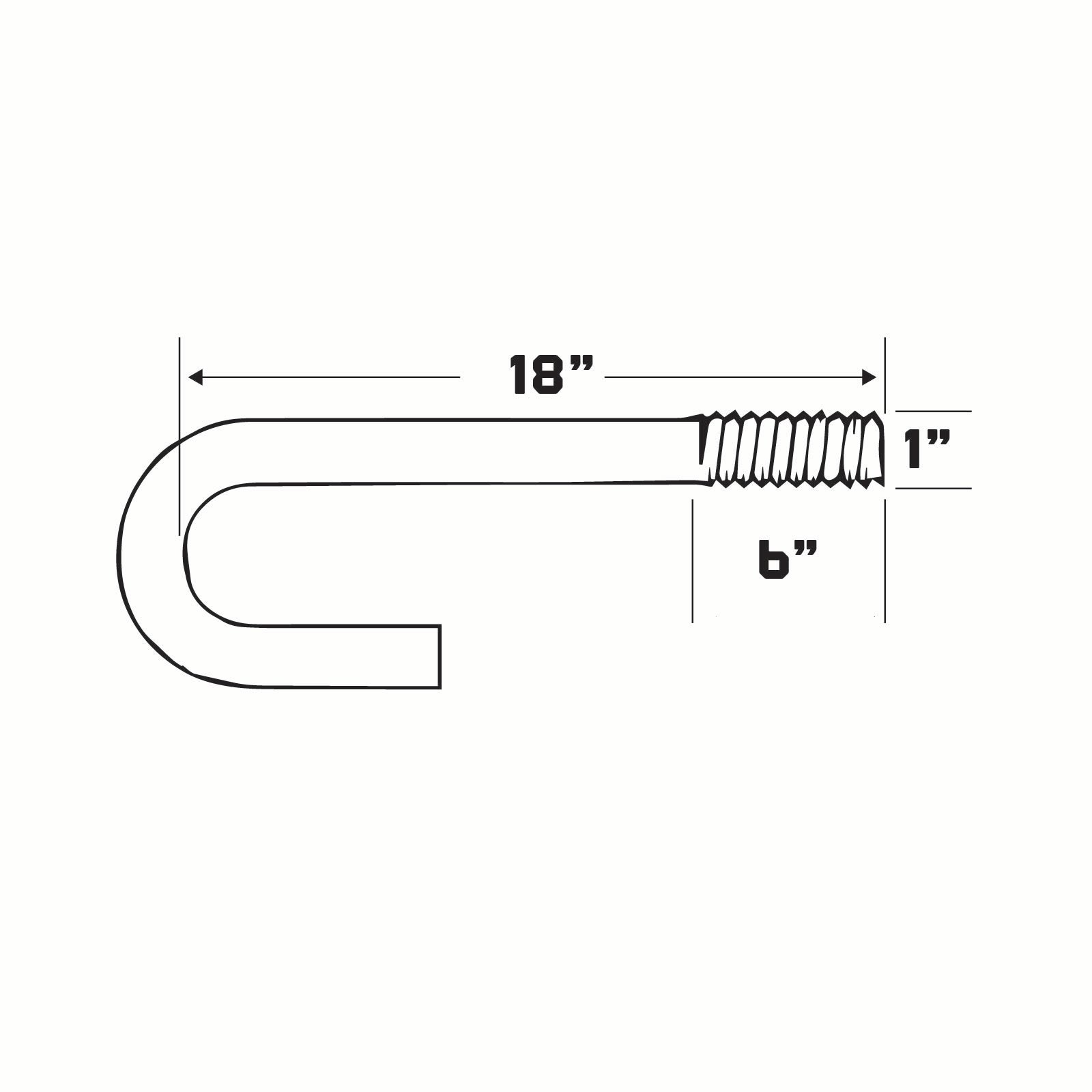 1" x 18" Galvanized J-Bolt