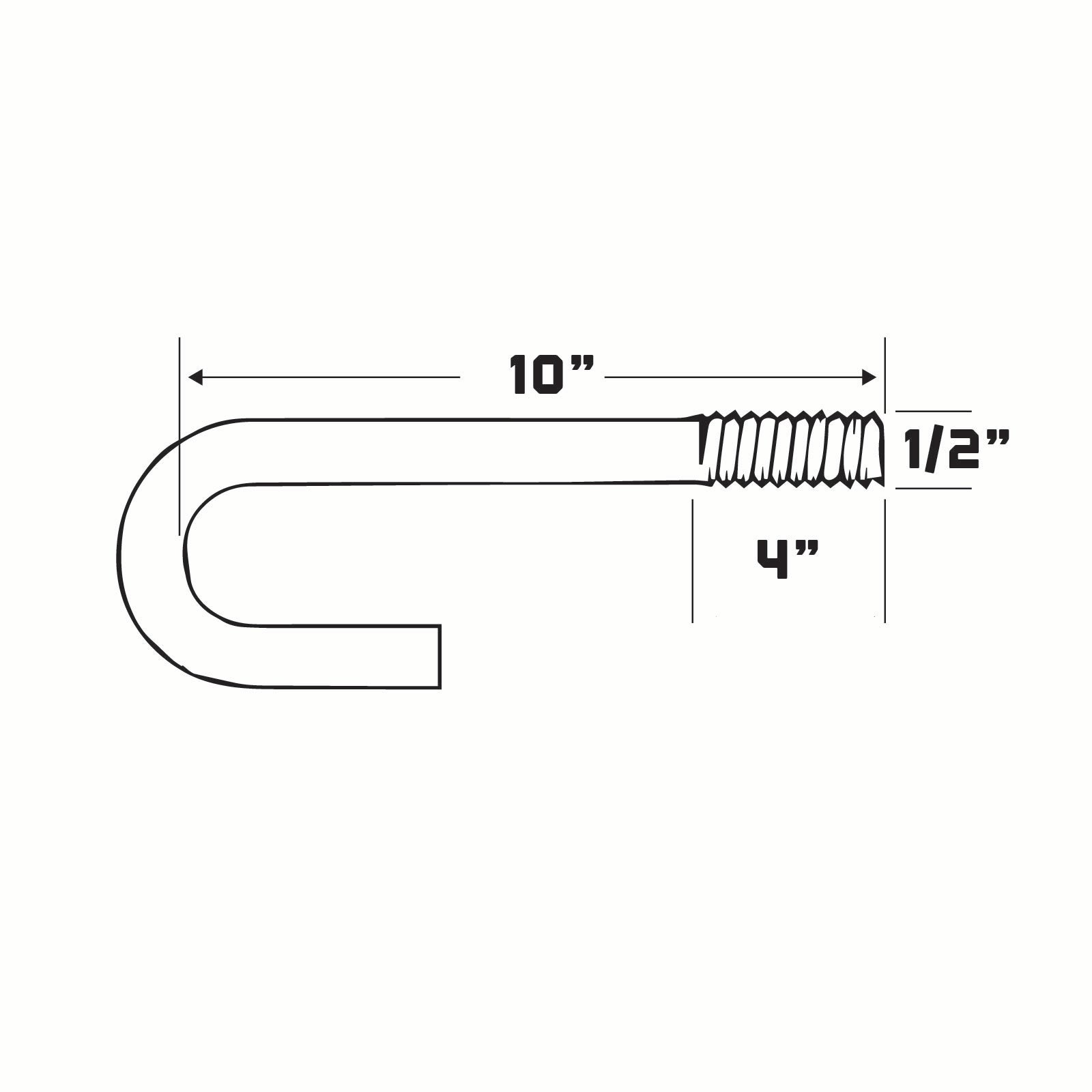 1/2" x 10" Galvanized J-Bolt