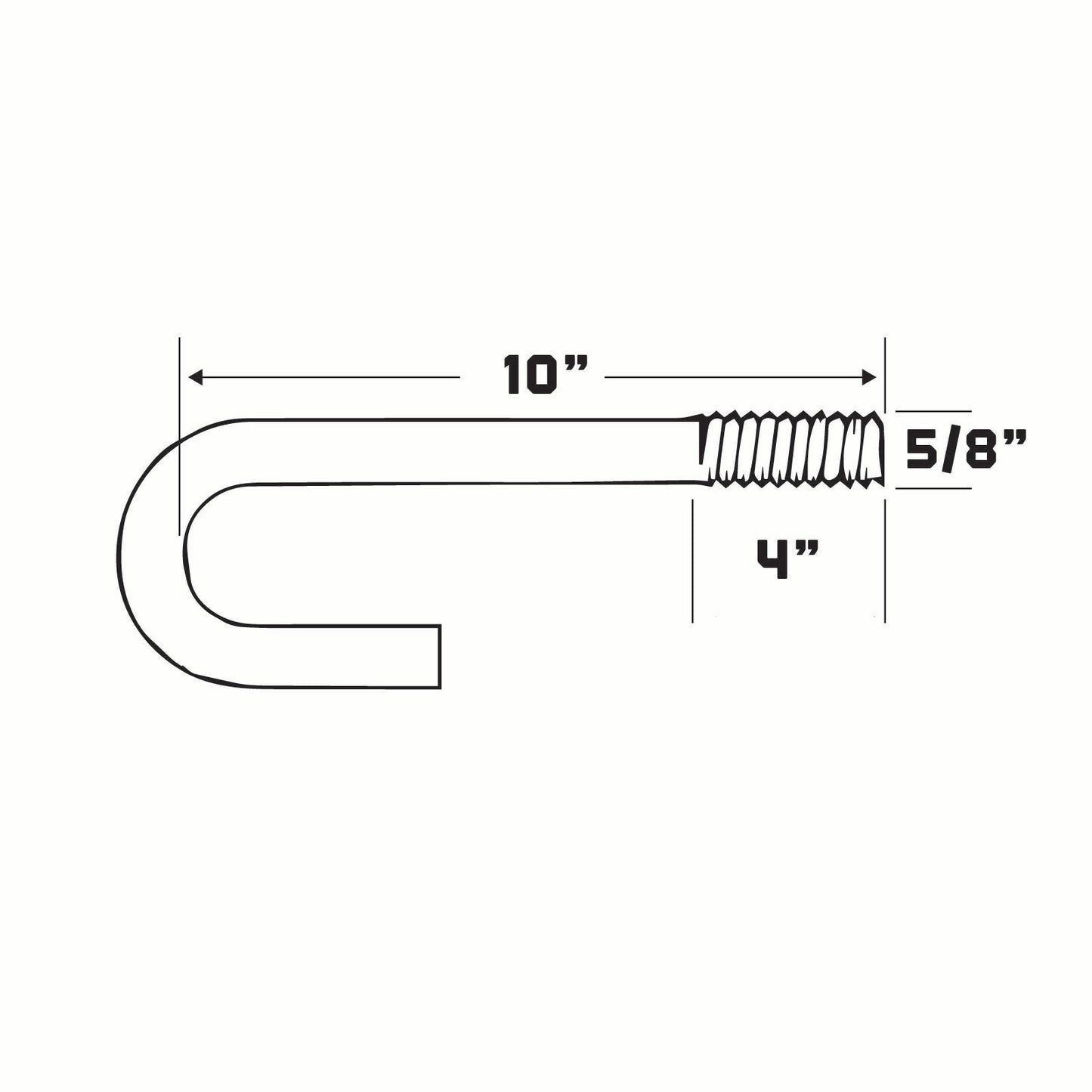 5/8" x 10" Concrete Galvanized J-Bolt