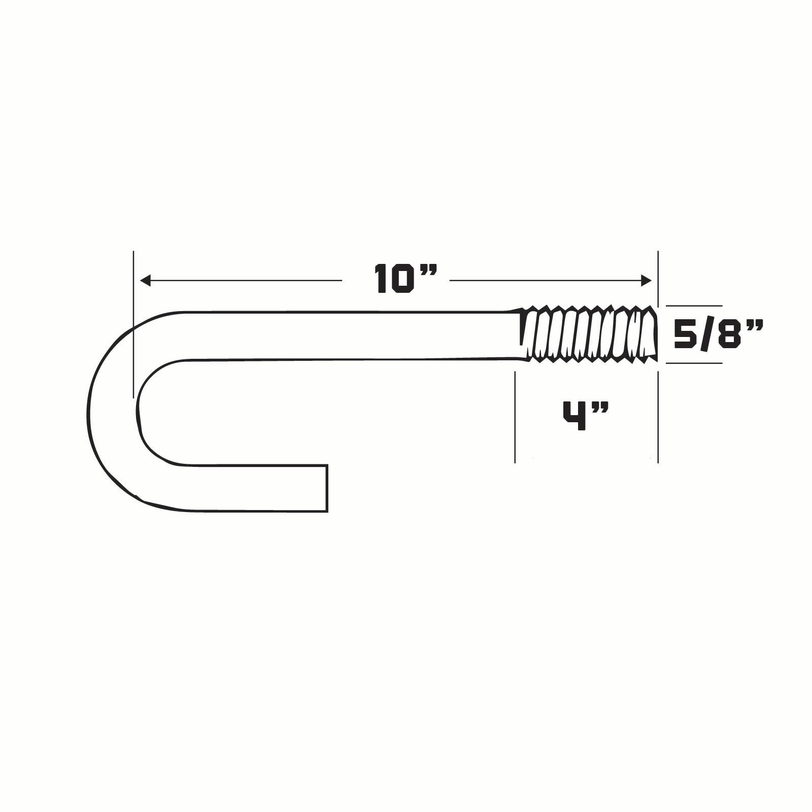 5/8" x 10" Concrete Galvanized J-Bolt