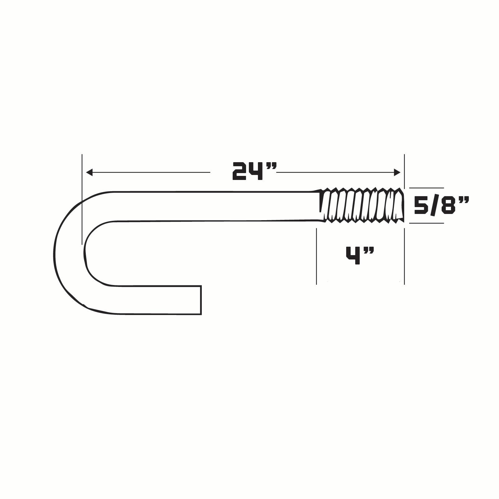 5/8" x 24" Galvanized J-Bolt