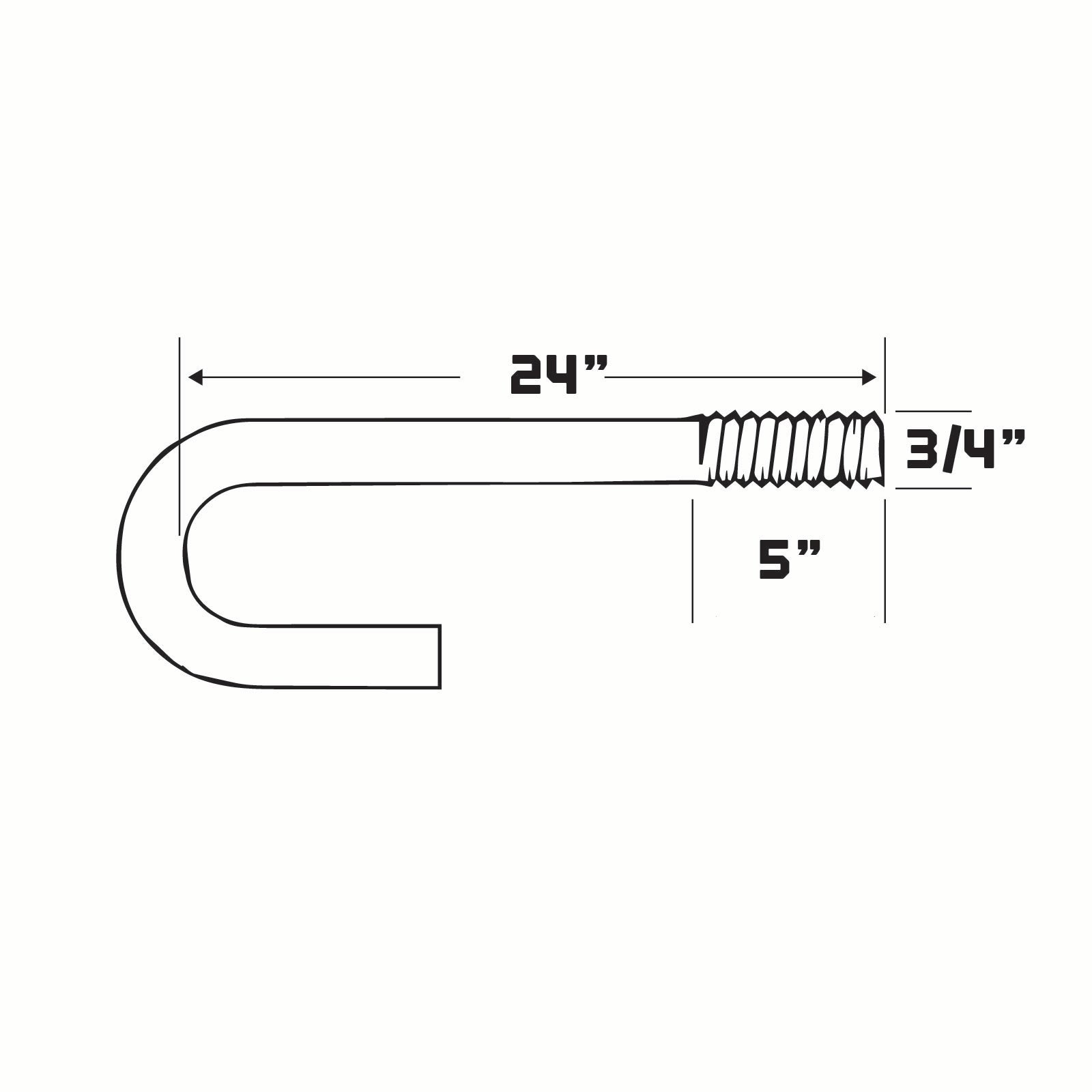 3/4" x 24" Galvanized J-Bolt for Concrete