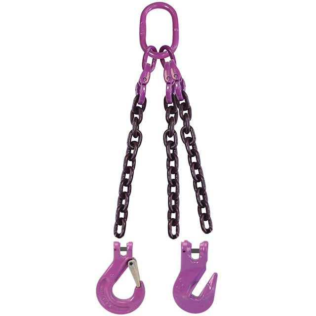 3/4" x 3' - 3 Leg Chain Sling w/ Grab Hooks - Grade 100