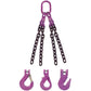 9/32" x 6' - 4 Leg Chain Sling w/ Sling Hooks - Grade 100