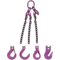 3/8" x 5' - Adjustable 3 Leg Chain Sling w/ Foundry Hooks - Grade 100