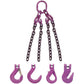 3/8" x 5' - Adjustable 4 Leg Chain Sling w/ Self-Locking Hooks - Grade 100