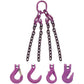 3/8" x 5' - Adjustable 4 Leg Chain Sling w/ Foundry Hooks - Grade 100