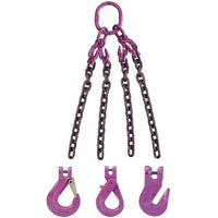 5/8" x 5' - Adjustable 4 Leg Chain Sling w/ Grab Hooks - Grade 100