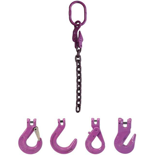 3/8" x 5' - Adjustable Single Leg Chain Sling w/ Sling Hook - Grade 100