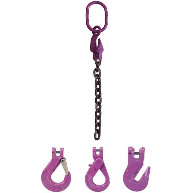 9/32" x 5' - Adjustable Single Leg Chain Sling w/ Grab Hook - Grade 100