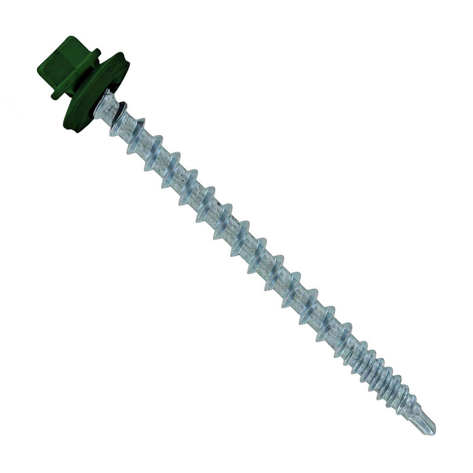 #10 x 212 inch Kwikseal Woodbinder Metal Roofing Screw Forest Green Pkg 250