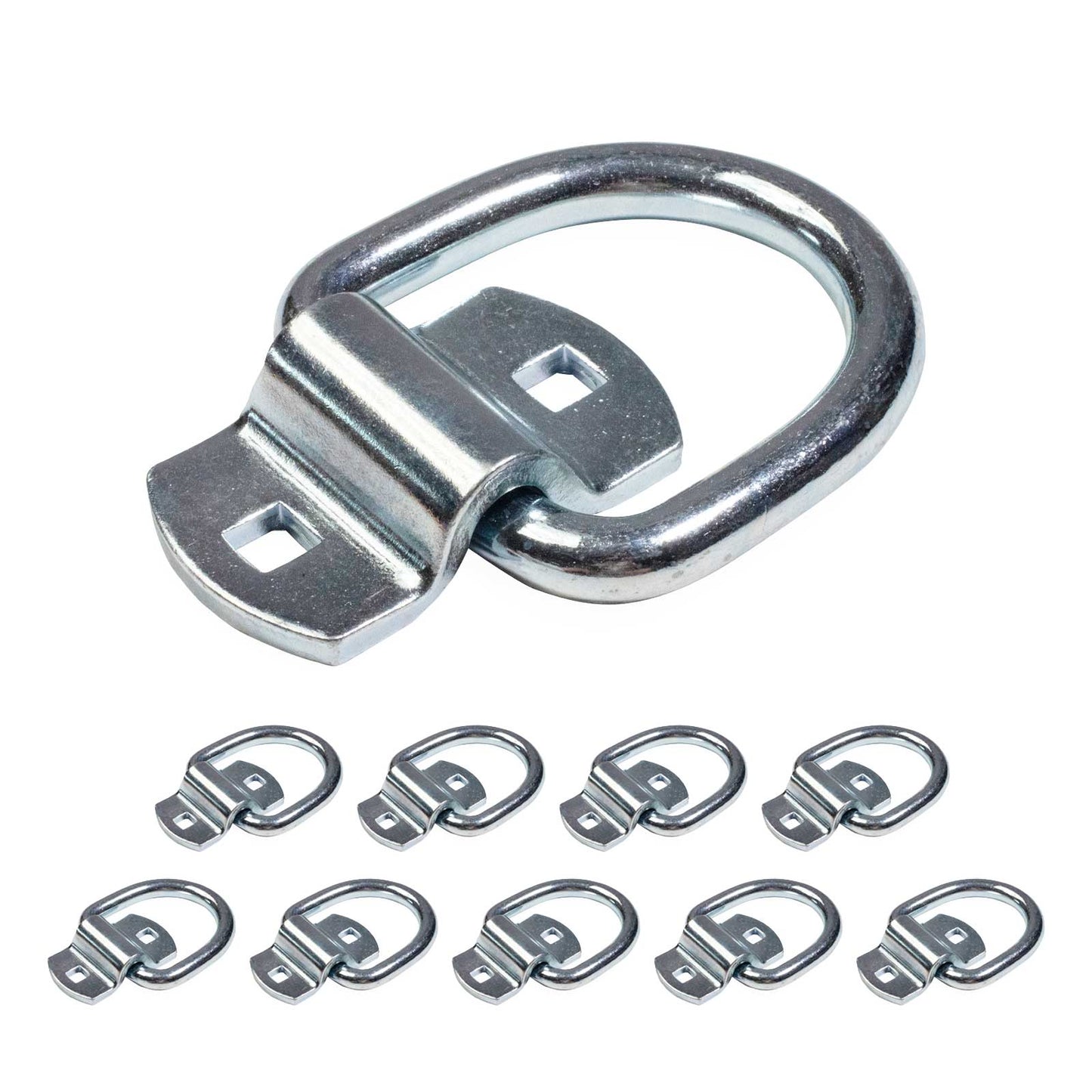 2-5/16" Bolt-On D-Ring with Mounting Bracket - Galvanized - 12,000 lbs. BS | 10-Pack