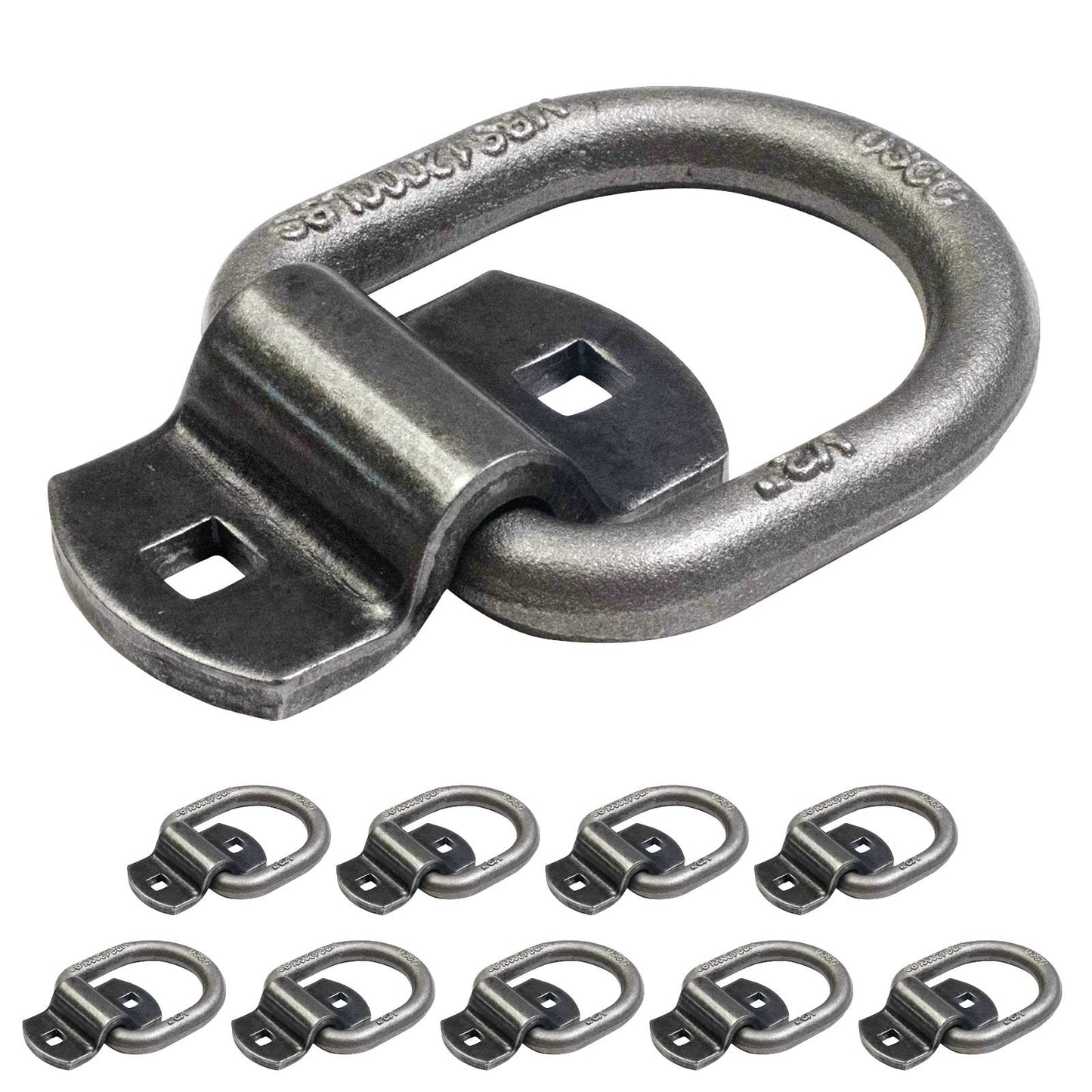 2-5/16" Bolt-On / Weldable D-Ring with Mounting Bracket - Unfinished - 12,000 lbs. BS | 10-Pack