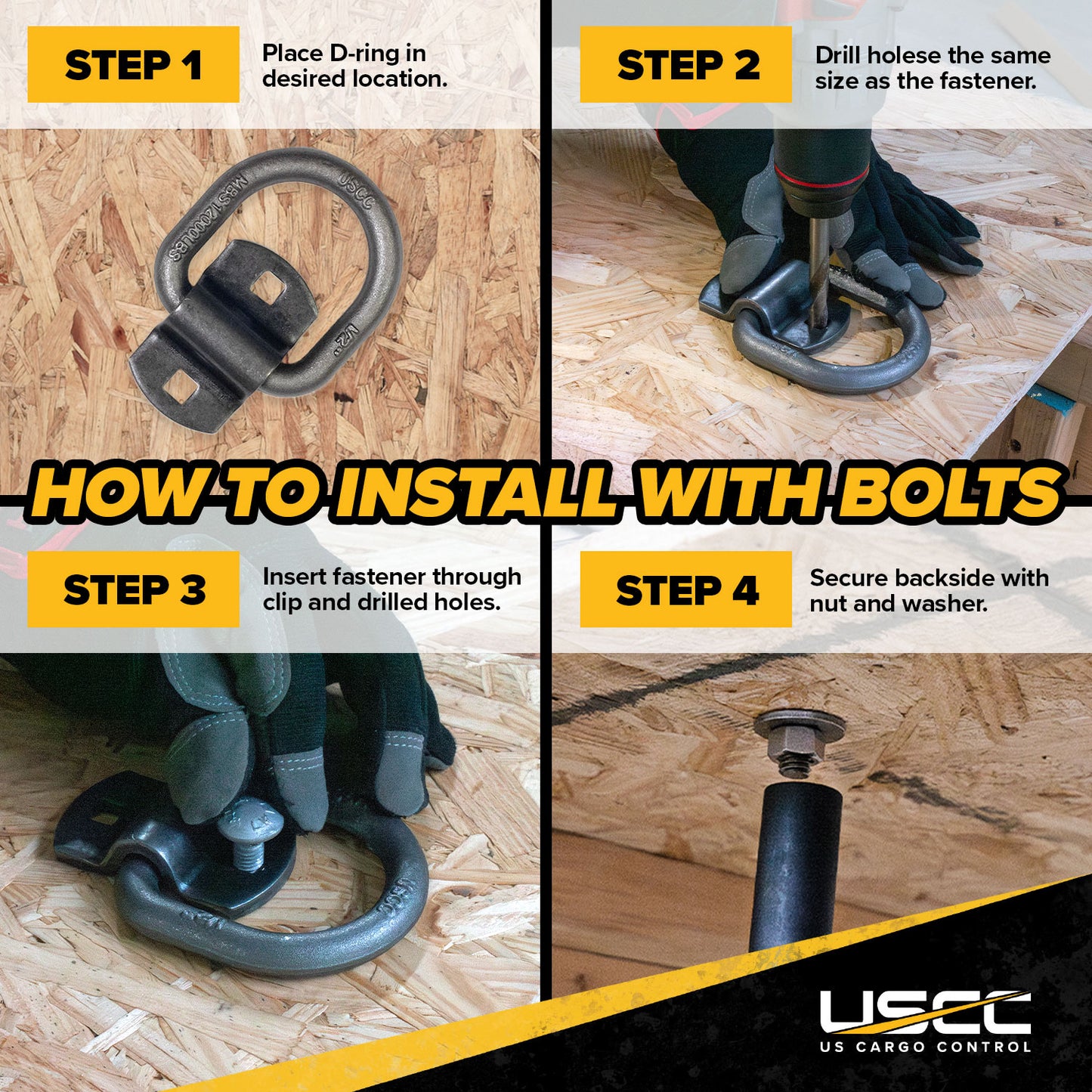2-5/16" Bolt-On / Weldable D-Ring with Mounting Bracket - Unfinished - 12,000 lbs. BS