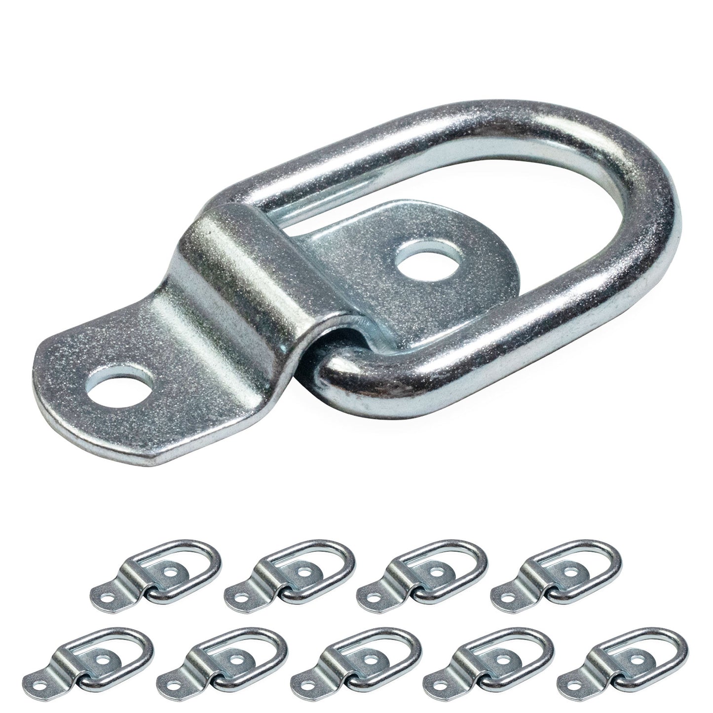 1" Bolt-On D-Ring with Mounting Bracket - Galvanized - 1,200 lbs. BS | 10-Pack