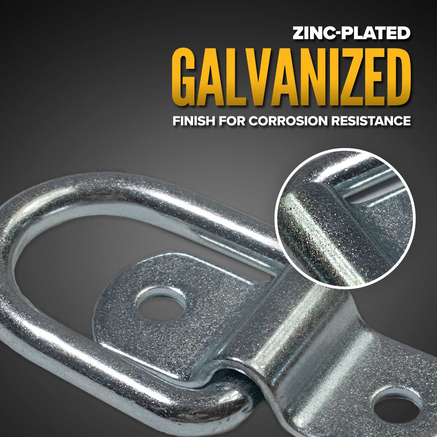 1" Bolt-On D-Ring with Mounting Bracket - Galvanized - 1,200 lbs. BS