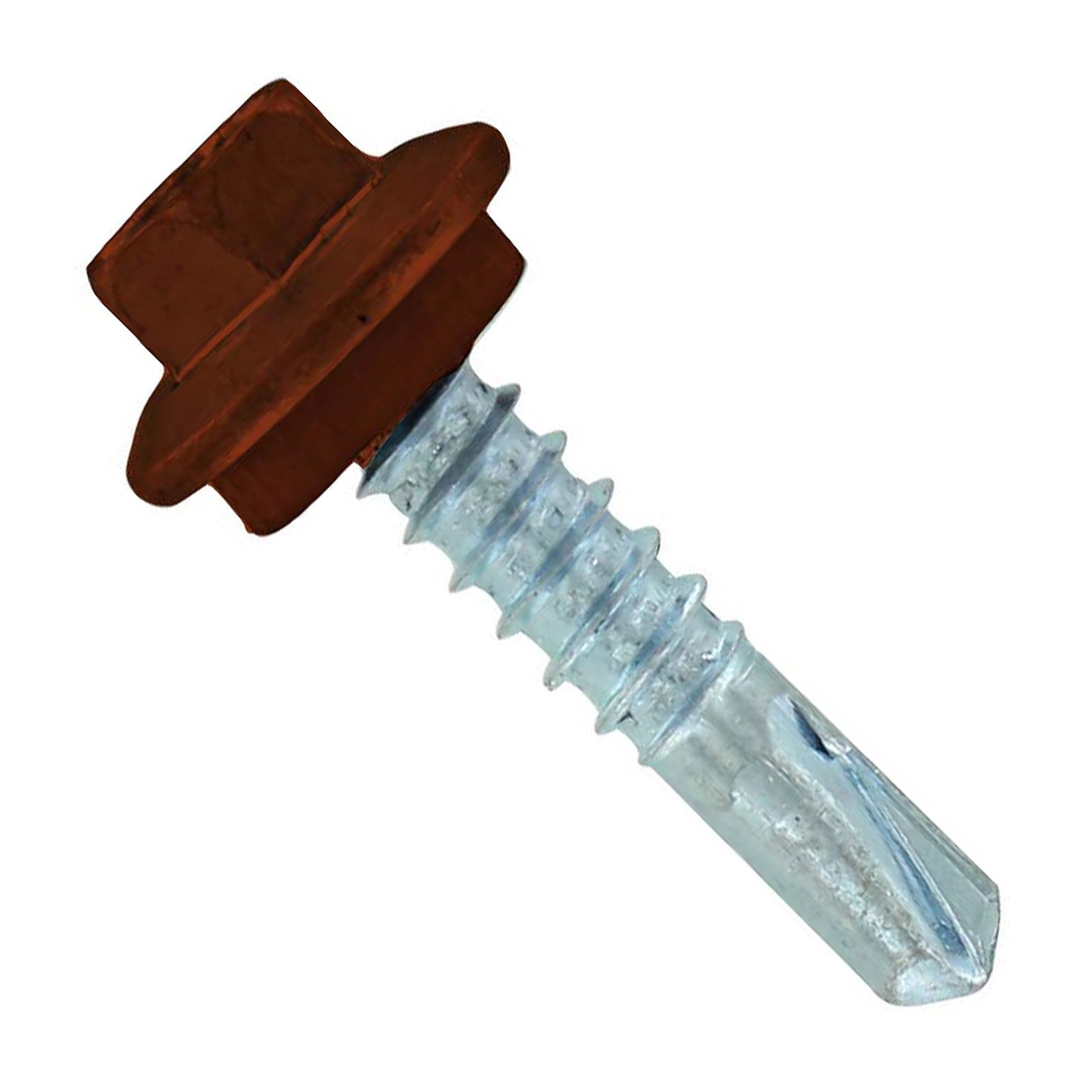 #12 X 1 inch Maxx Steelbinder Metal Roofing Screw Brown Pkg 250