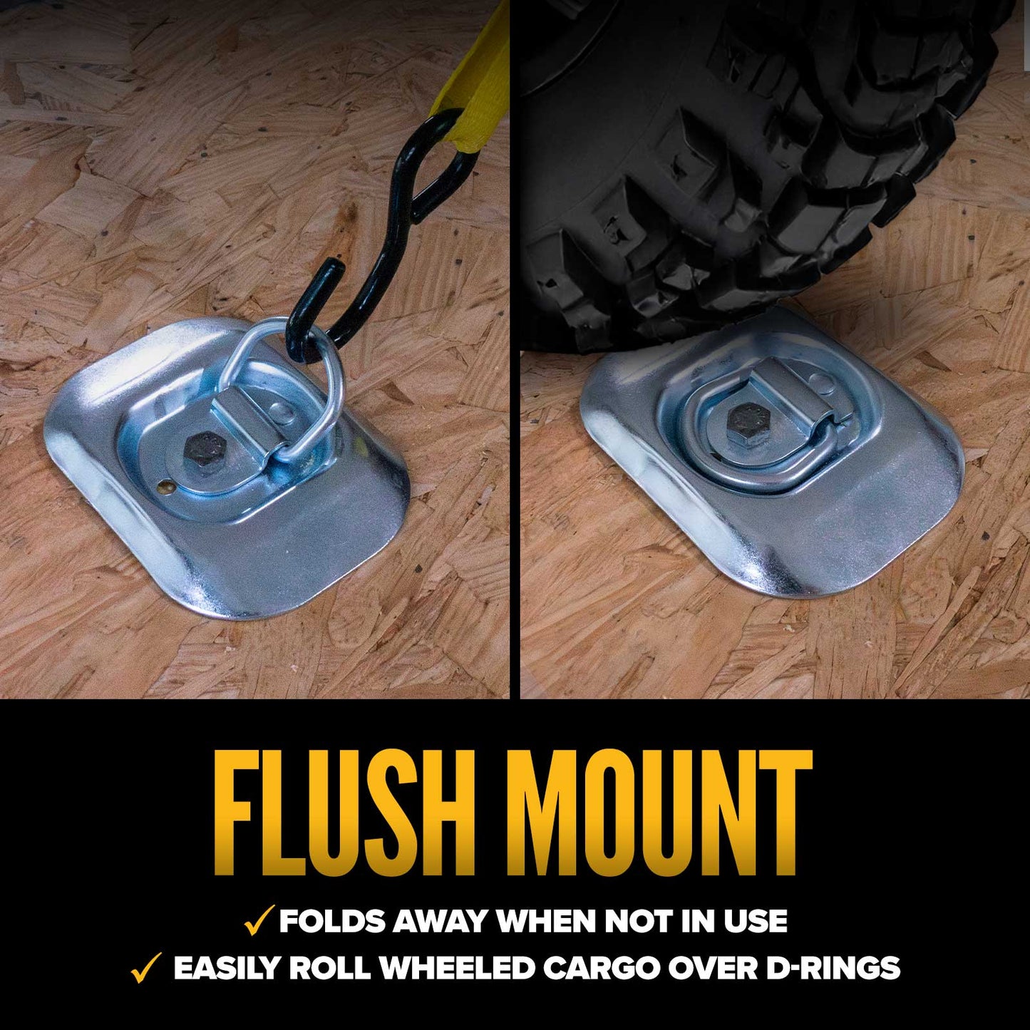 Bolt-On Flush-Mount D-Ring - Galvanized - 2,500 lbs. BS