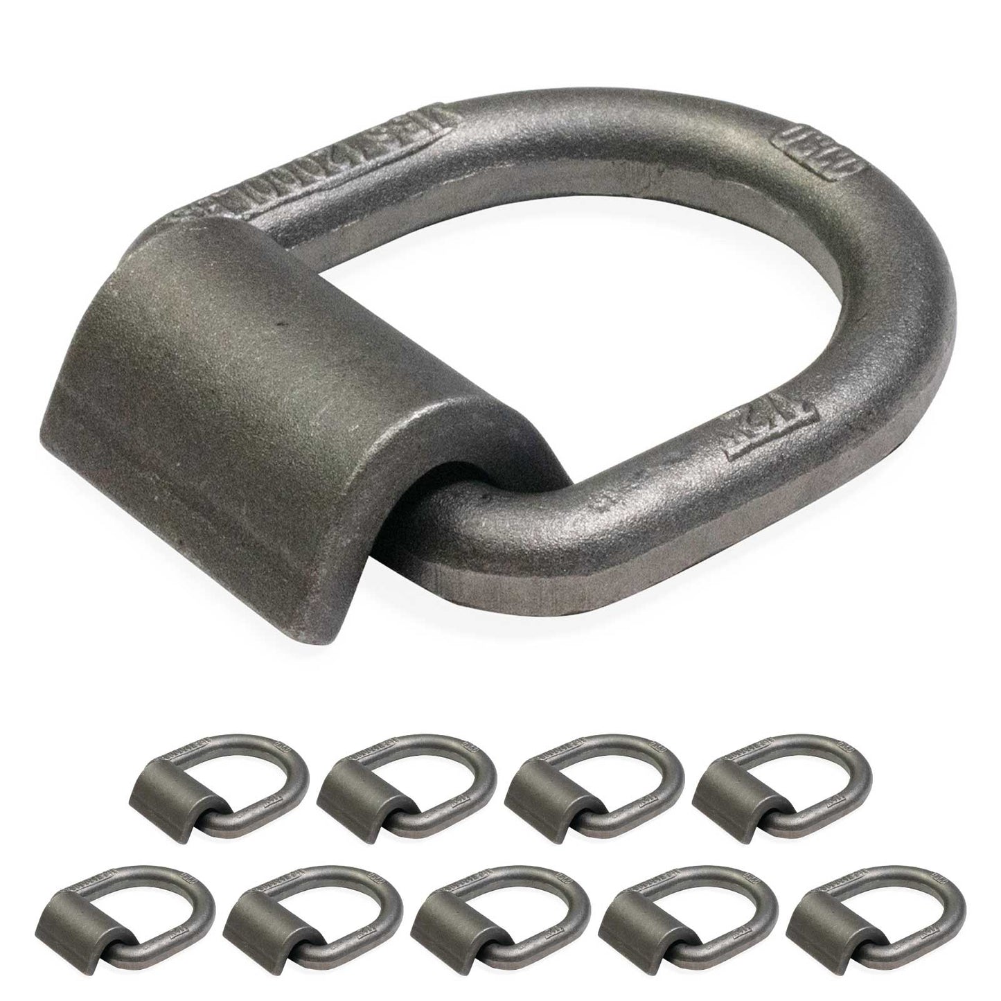 1/2" Weldable D-Ring with Mounting Clip - 12,000 lbs. BS | 10-Pack