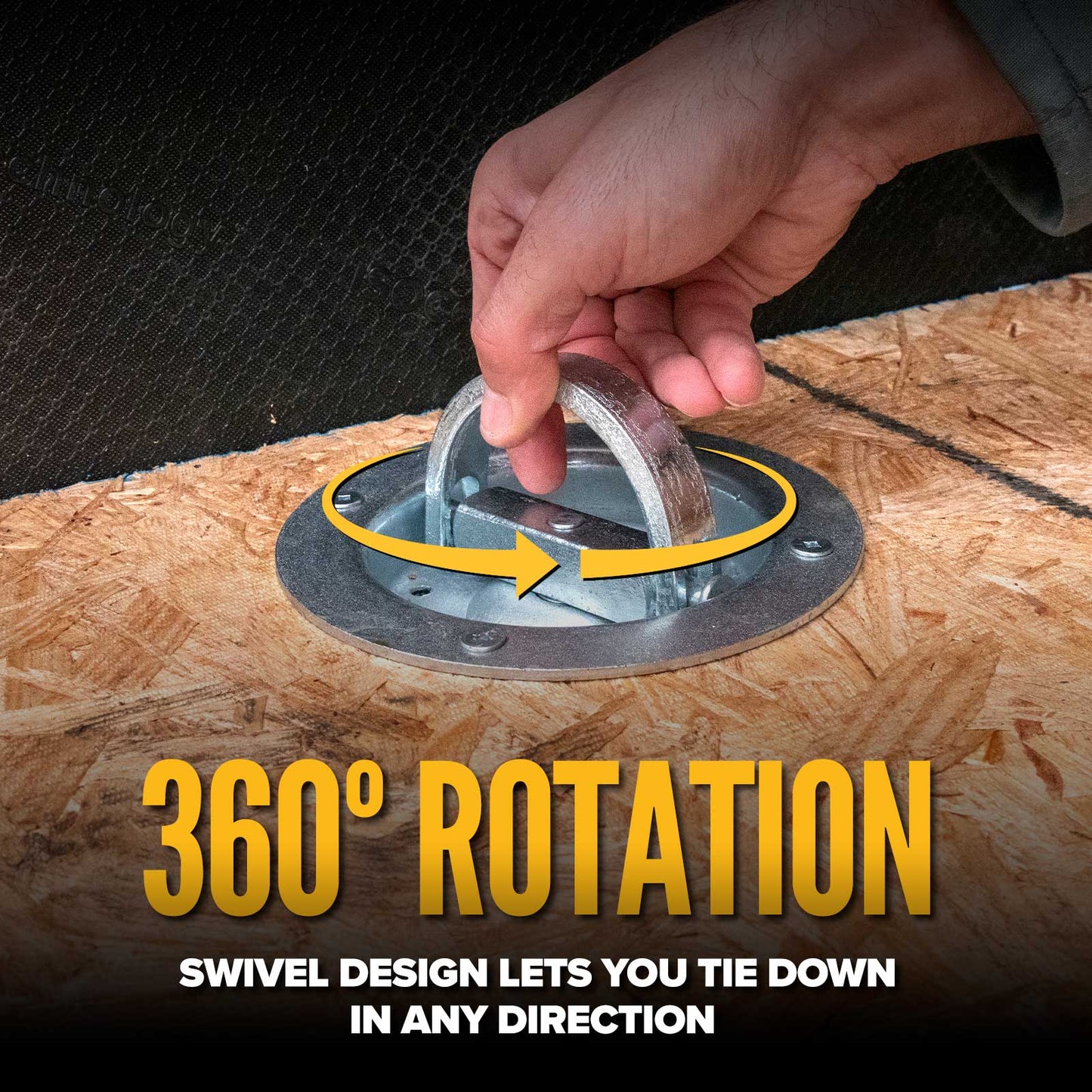 Bolt-On Recessed Swivel D-Ring - Galvanized - 6,000 lbs. BS | 4-Pack