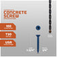 1/4" x 1-3/4" Tapcon Blue Flat Head Concrete Screw, T-30 Star Drive - Individual Dimensions