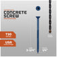 Concrete screw with specifications and drill bit included on a gray background
