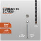 Concrete screw with specifications and drill bit included on a gray background