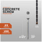 Concrete screw with specifications and drill bit included on a gray background 