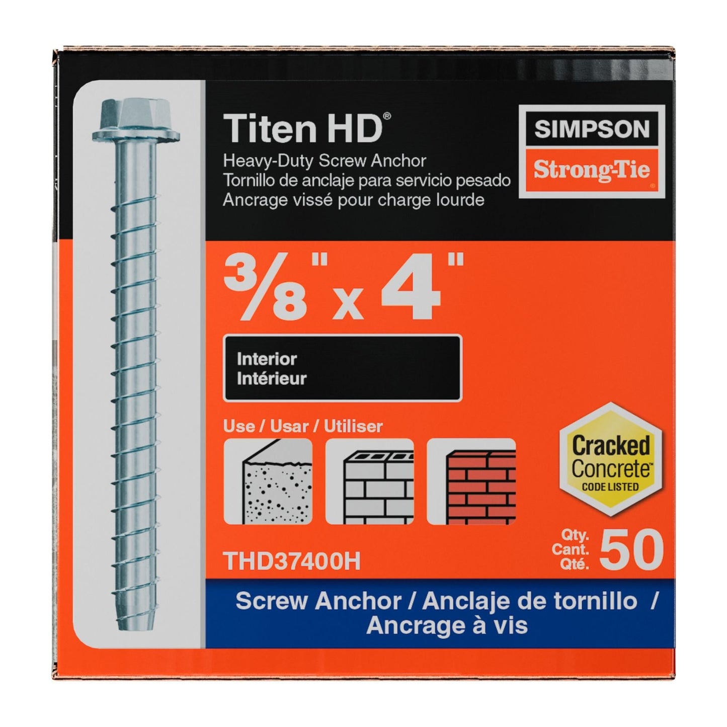Simpson Strong-Tie THD37400H concrete screw anchor packaging