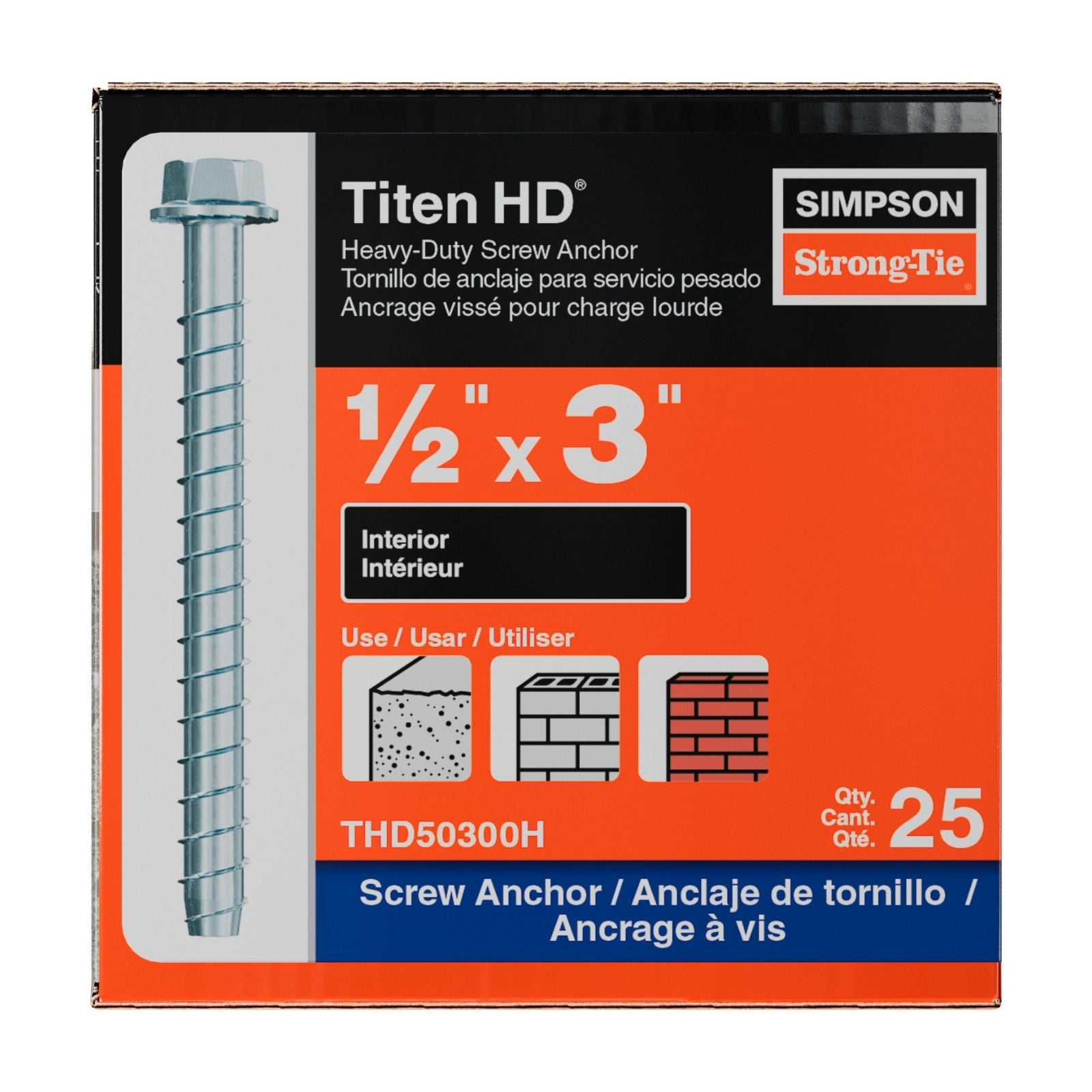 simpson strong-tie THD50300H titen hd concrete screw anchor packaging