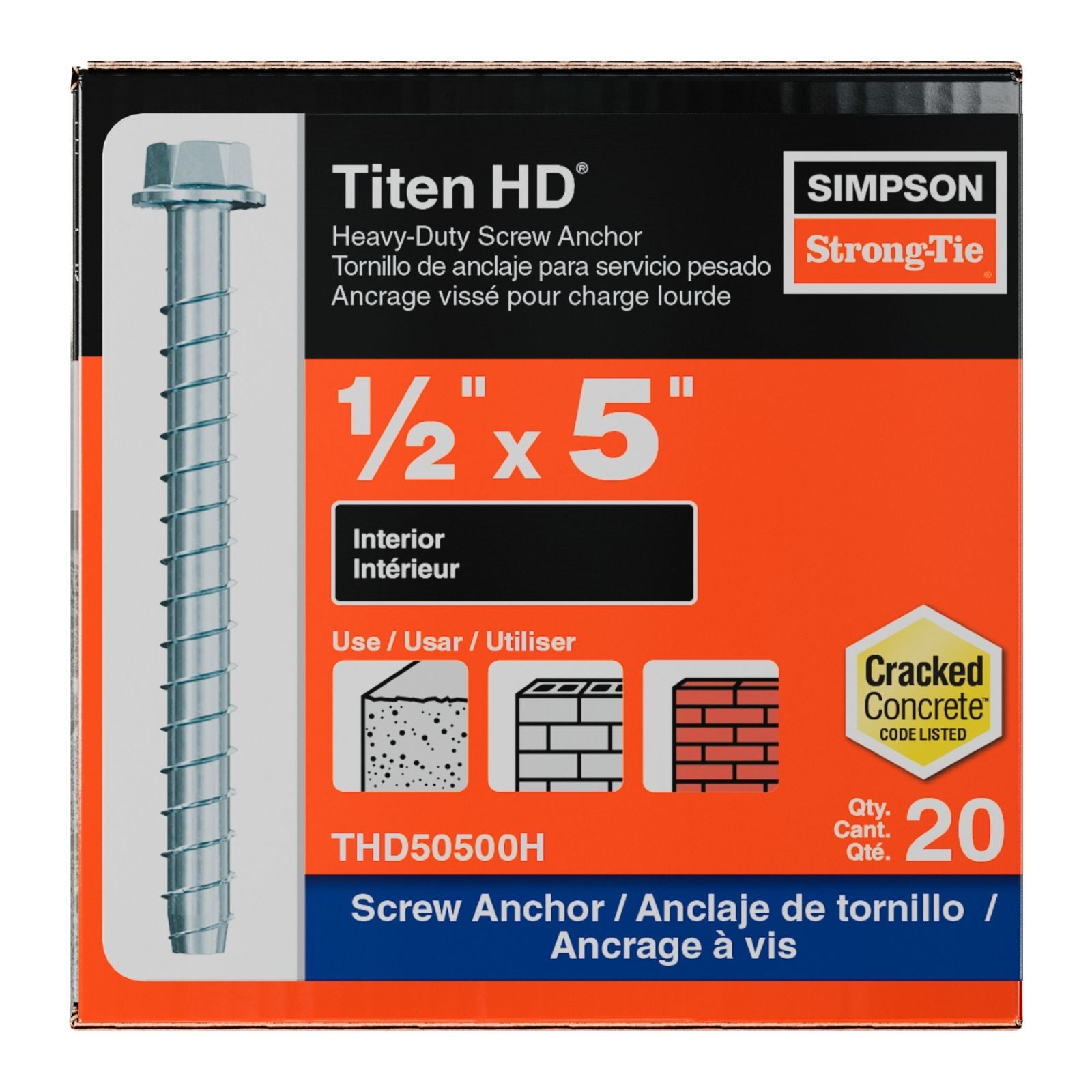 simpson strong-tie THD50500H titen hd concrete screw anchor packaging