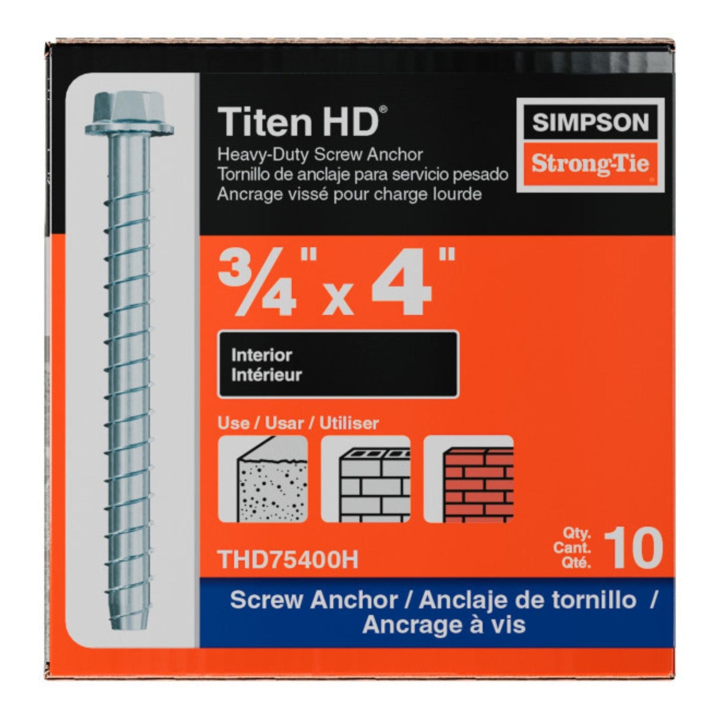 simpson strong tie THD75400H titen hd concrete screw anchor packaging