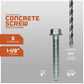 Concrete screw with specifications on a gray background