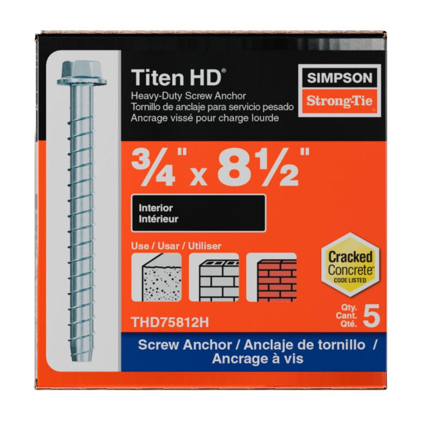 simpson strong tie THD75812H titen hd concrete screw anchor packaging