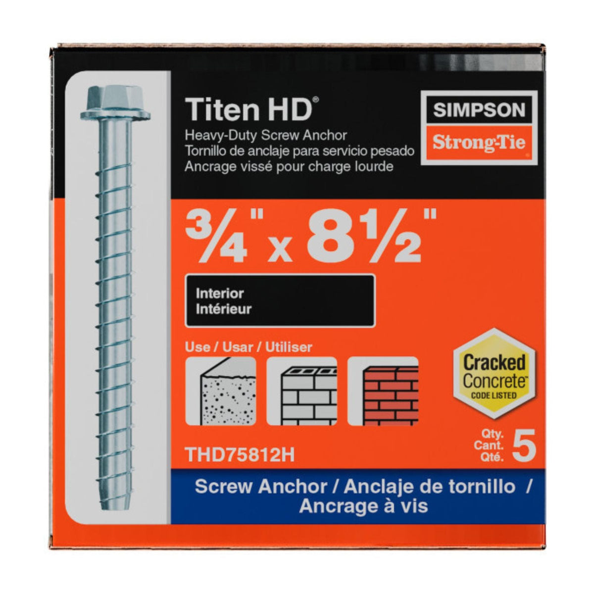 simpson strong tie THD75812H titen hd concrete screw anchor packaging
