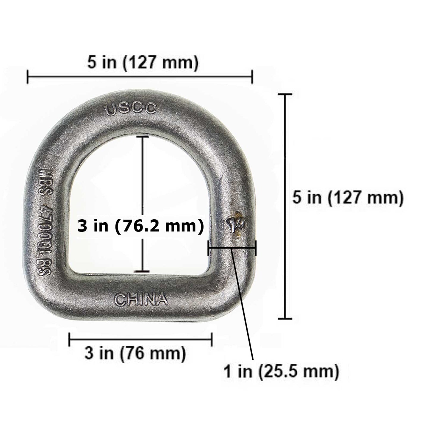 1" Weldable D-Ring - 47,000 lbs. BS