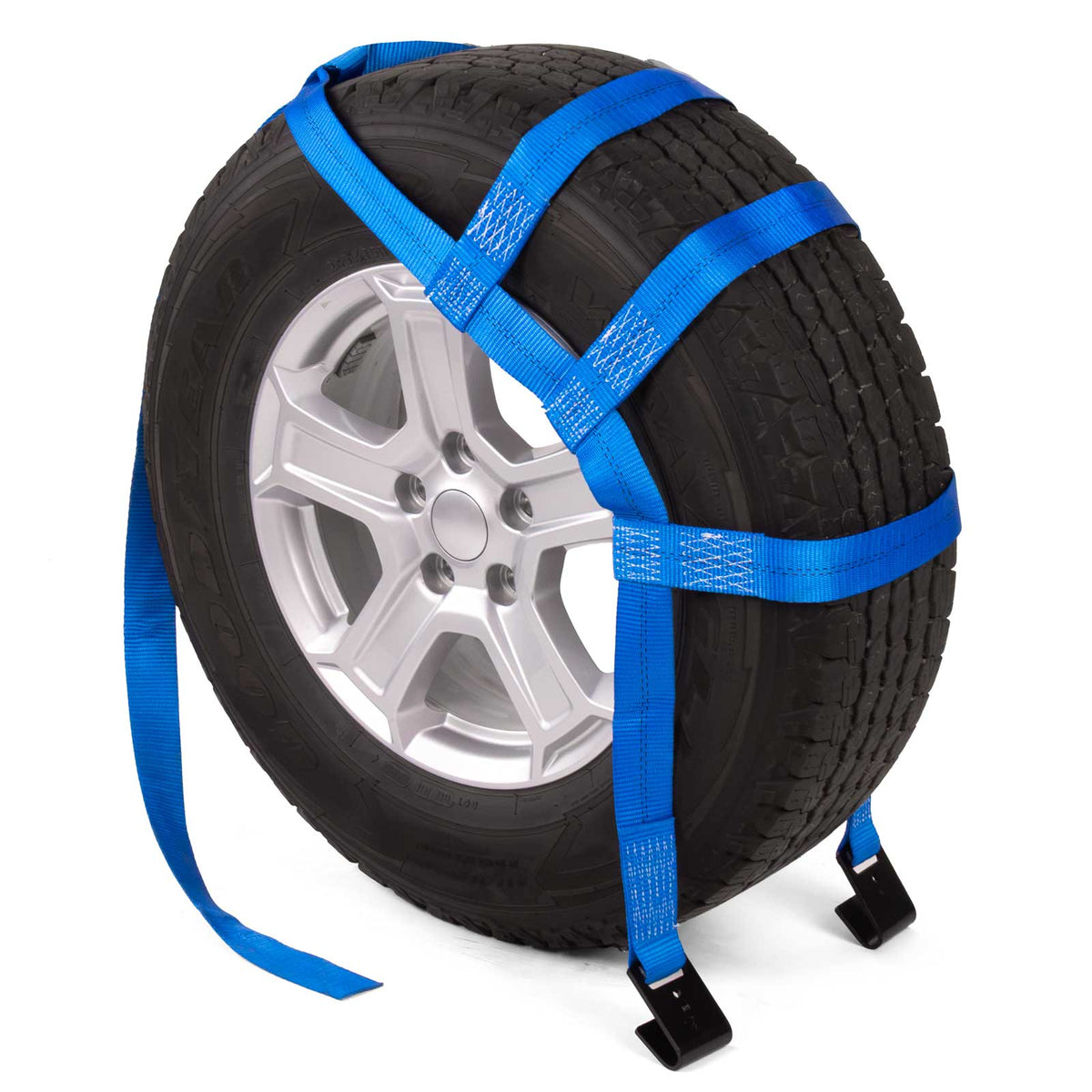Blue Extra Large Tow Dolly Basket Strap with Flat Hooks
