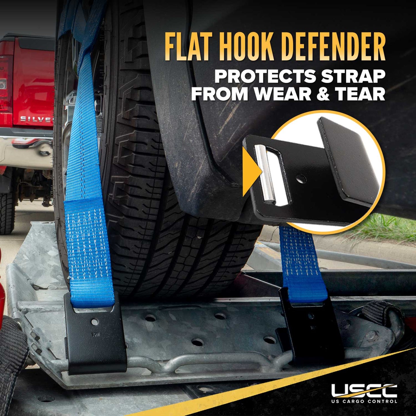 Blue Extra Large Tow Dolly Basket Strap with Flat Hooks