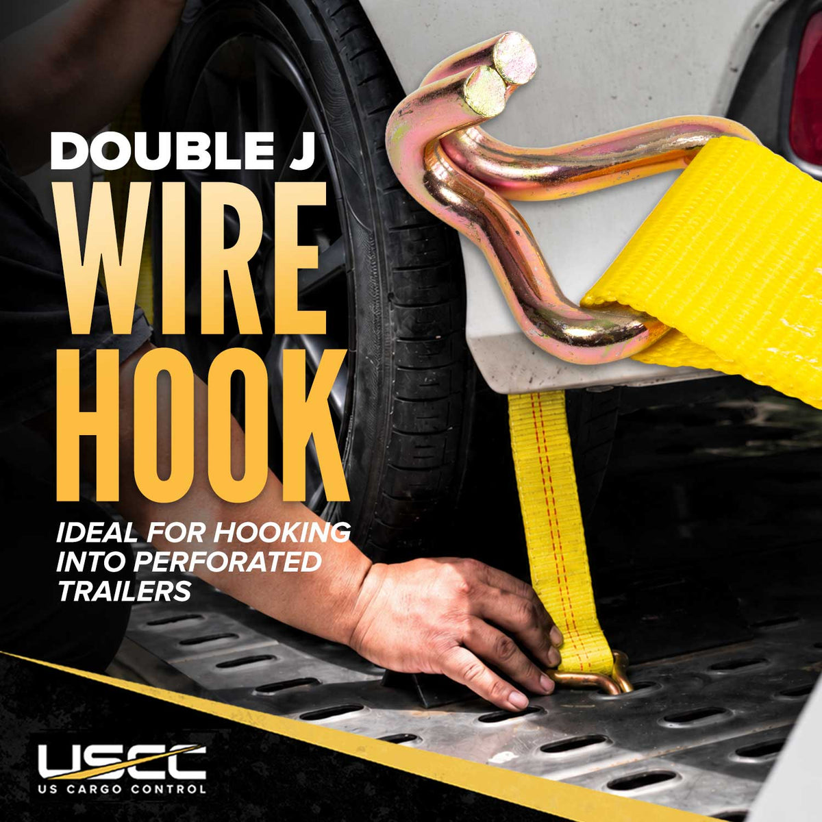2" x 14' OEM Replacement Wheel Strap with 2 Wire Hooks and 3 Adjustable Rubber Cleats