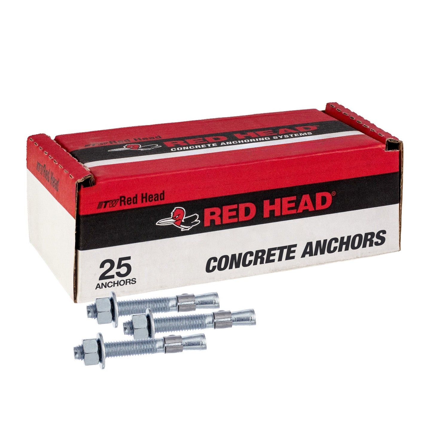 1/2" x 2-3/4" Red Head Trubolt Wedge Anchor, Zinc, Pkg 25