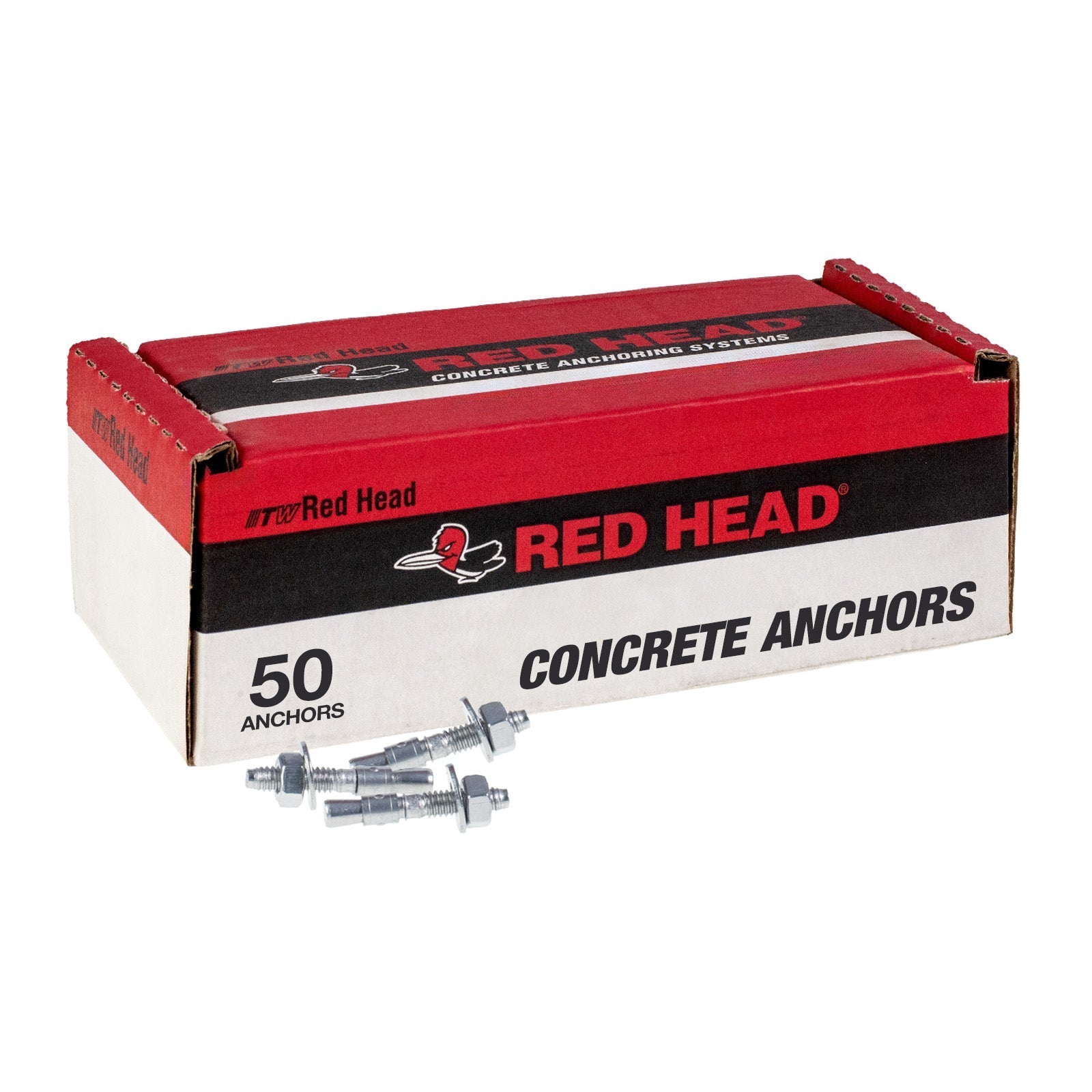 3/8" x 2-1/4" Red Head Trubolt Wedge Anchor, Zinc, Pkg 50