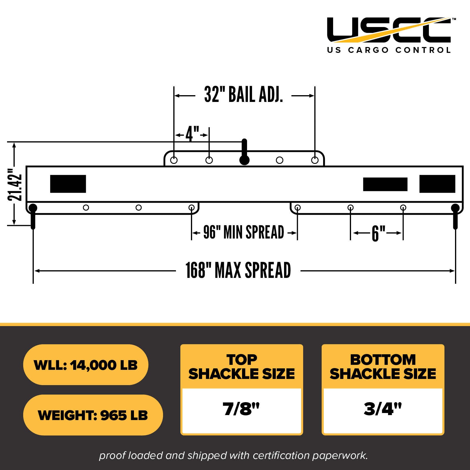 M&W 14182 adjustable lifting beam specs