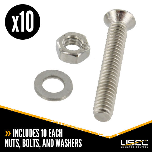 Airline-Style L Track Fastener Pack 1-1/2" Bolts w/ Nut & Washer | 20-Pack Image 2 of 9