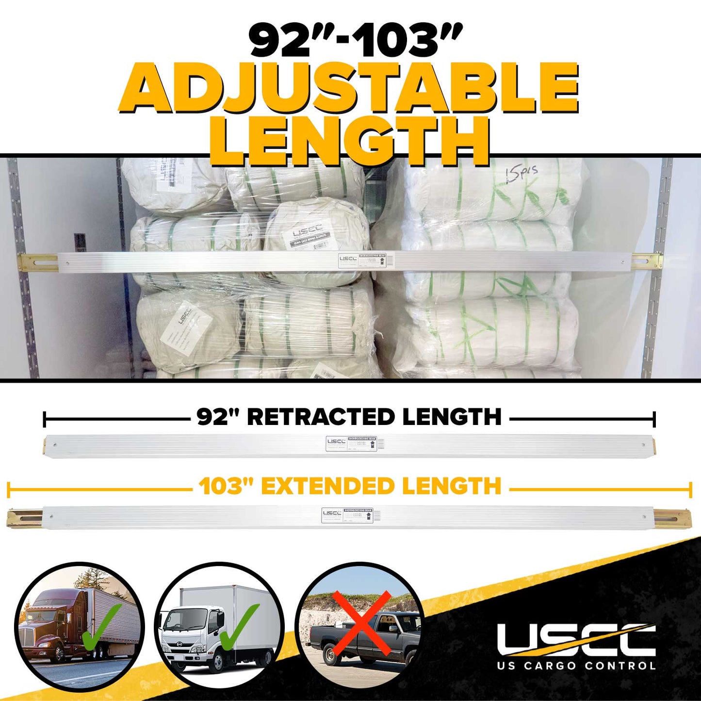 Adjustable length cargo bar