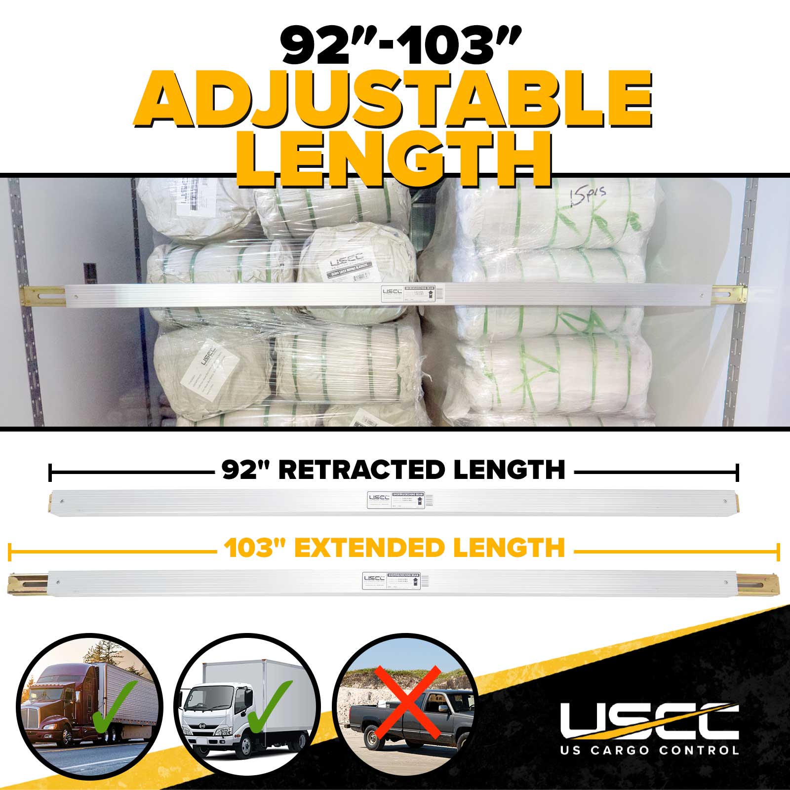 Adjustable length cargo bar